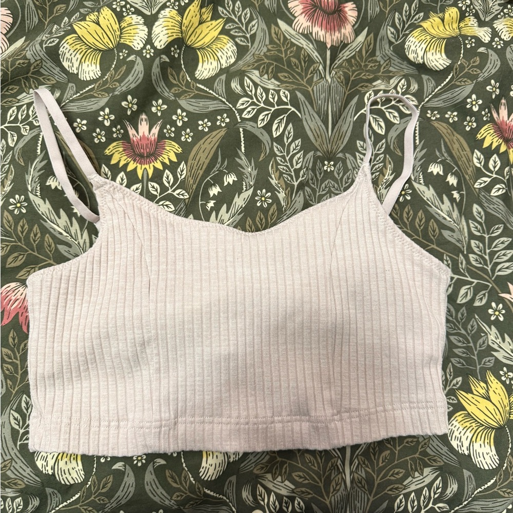 Women's Ribbed Cream Crop Top